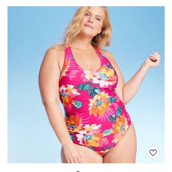 Kona Sol Floral Strappy Back One Piece Swimsuit - Picture 1 of 7